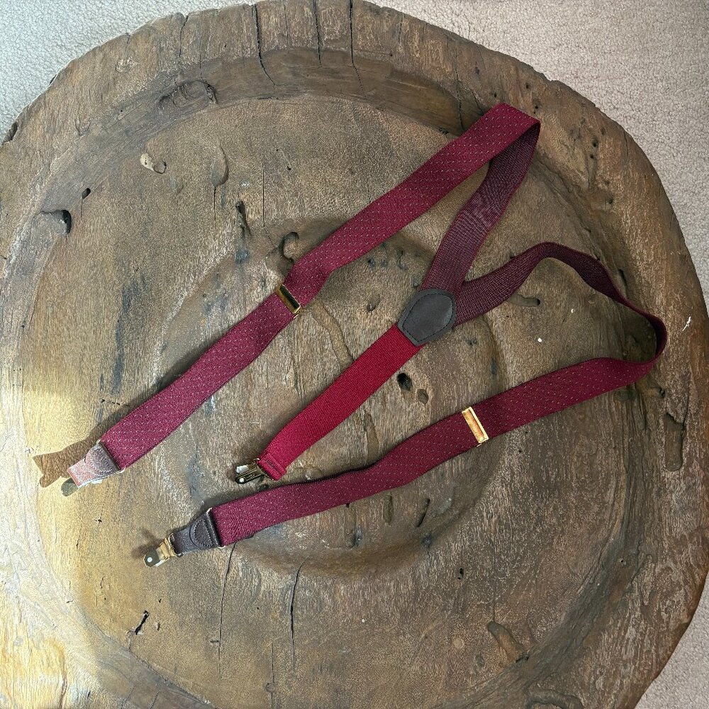 Pelican burgundy red men's suspenders braces adjustable preppy academic ivy twee